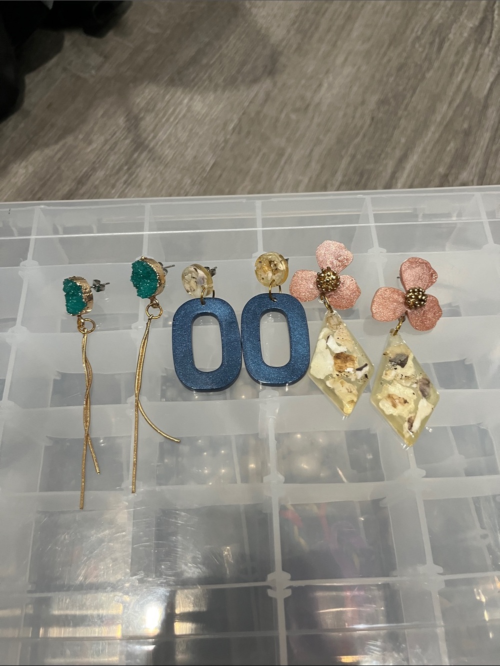Mixed Statement Earring Set — Teal, Blue & Pink Floral